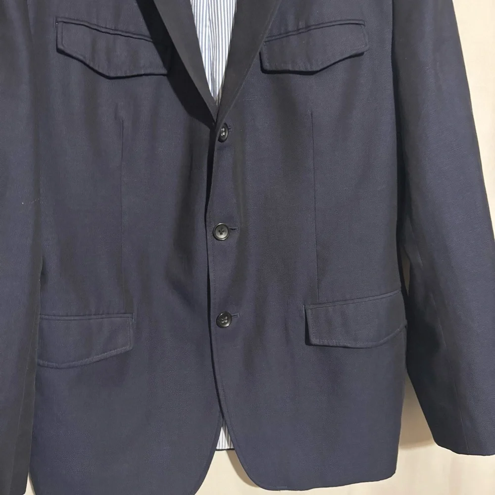 Banana Republic Tailored Fit Dark Blue 44R Men's Blazer 82% Wool 18% Linen
